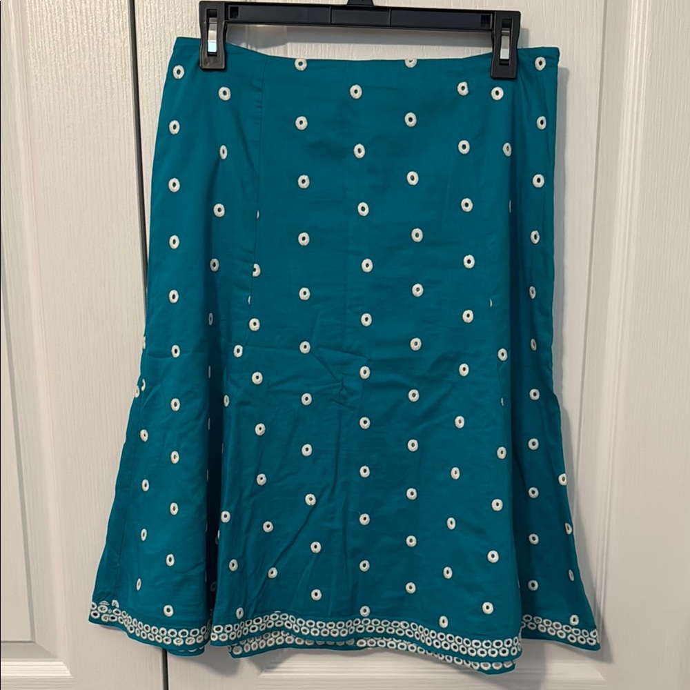 Ann Taylor Women’s 6 Teal Eyelet Embroidered A-Line Skirt